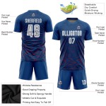 Custom Soccer Sublimation Uniform Royal Jersey White-Red Away Custom Soccer Sublimation Uniform Royal Jersey White-Red Away