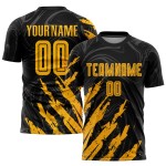 Sublimation Soccer Gold Custom Uniform Jersey Black Sublimation Soccer Gold Custom Uniform Jersey Black