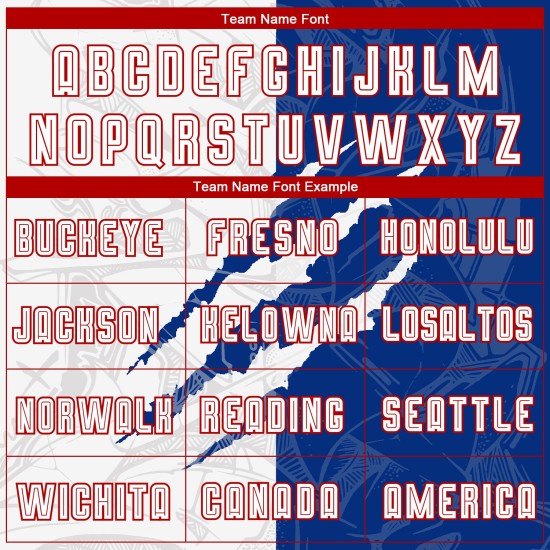 Sublimation White Graffiti Pattern Jersey Uniform Royal-Red Custom Soccer Scratch Sublimation White Graffiti Pattern Jersey Uniform Royal-Red Custom Soccer Scratch