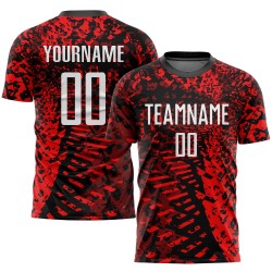 Uniform Red Sublimation Soccer Custom Jersey Black-White
