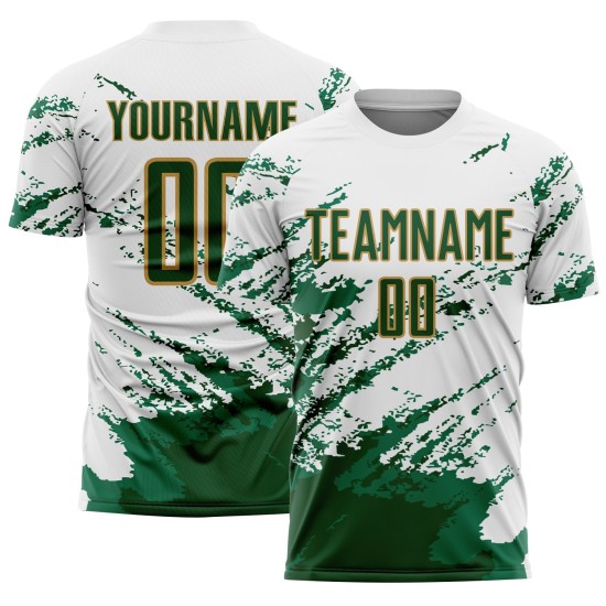 Abstract Green Art White Splash Sublimation Custom Green-Gold Uniform Kelly Soccer Jersey Fragment Abstract Green Art White Splash Sublimation Custom Green-Gold Uniform Kelly Soccer Jersey Fragment