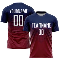 Uniform Custom Jersey Navy White-Crimson Soccer Sublimation
