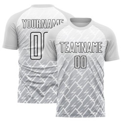 Uniform Lightning Sublimation Jersey Soccer White Gray-Black Custom