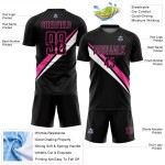 Diagonal Soccer Uniform Lines Sublimation Custom Black Jersey Pink-White Diagonal Soccer Uniform Lines Sublimation Custom Black Jersey Pink-White