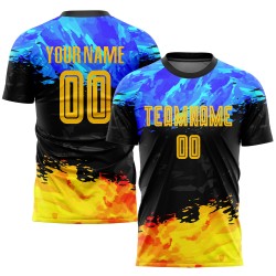 Sublimation Uniform Gold-Royal Jersey Soccer Custom Figure