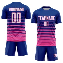 Fashion Jersey Uniform Custom White-Pink Sublimation Soccer Pinstripe Fade Royal Fashion Jersey Uniform Custom White-Pink Sublimation Soccer Pinstripe Fade Royal