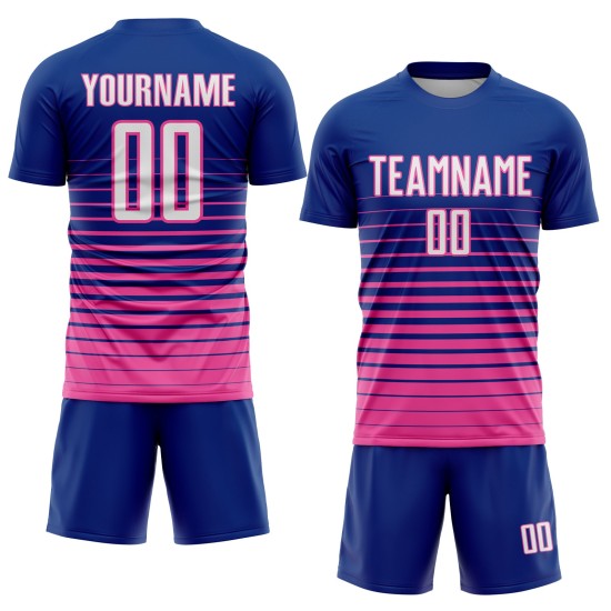 Fashion Jersey Uniform Custom White-Pink Sublimation Soccer Pinstripe Fade Royal Fashion Jersey Uniform Custom White-Pink Sublimation Soccer Pinstripe Fade Royal