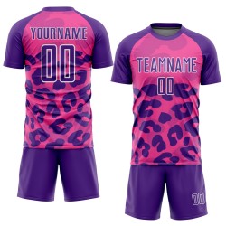 Uniform Custom Purple-White Print Pink Animal Sublimation Soccer Jersey