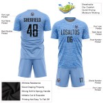 Custom Light Blue Soccer Sublimation Uniform Jersey Black Custom Light Blue Soccer Sublimation Uniform Jersey Black