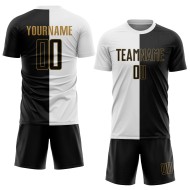 Gold Custom Split Sublimation Fashion Jersey Black-Old Uniform White Soccer Gold Custom Split Sublimation Fashion Jersey Black-Old Uniform White Soccer