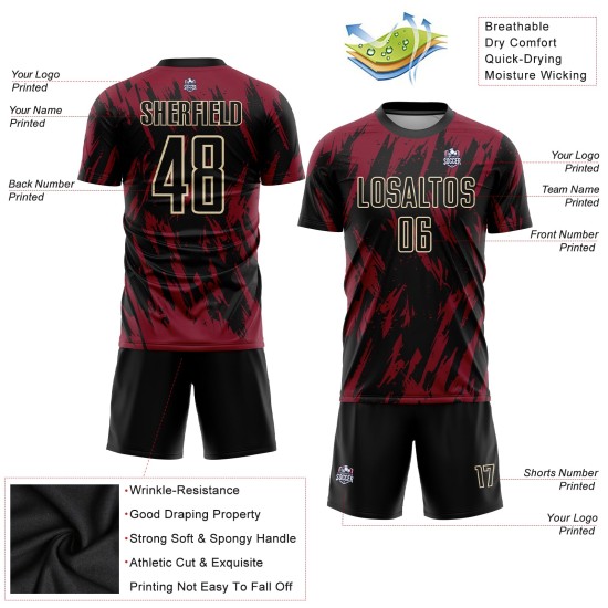 Soccer Uniform Cream Crimson Black-City Custom Sublimation Jersey Soccer Uniform Cream Crimson Black-City Custom Sublimation Jersey