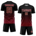 Maroon-Cream Black Uniform Fashion Fade Soccer Sublimation Pinstripe Custom Jersey Maroon-Cream Black Uniform Fashion Fade Soccer Sublimation Pinstripe Custom Jersey