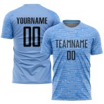 Custom Light Blue Soccer Sublimation Uniform Jersey Black Custom Light Blue Soccer Sublimation Uniform Jersey Black