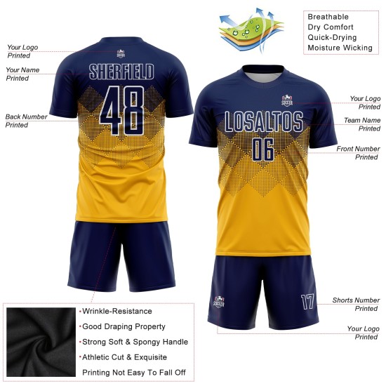 Custom Jersey Uniform Navy-White Gold Sublimation Soccer Custom Jersey Uniform Navy-White Gold Sublimation Soccer