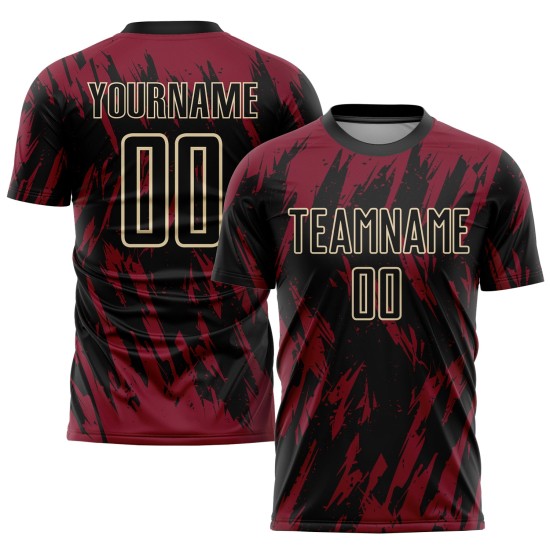Soccer Uniform Cream Crimson Black-City Custom Sublimation Jersey Soccer Uniform Cream Crimson Black-City Custom Sublimation Jersey