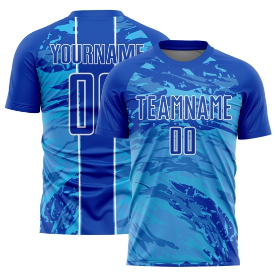 Sublimation Jersey Blue Thunder Sky Fluid Abstract Blue-White Uniform Soccer Custom Sublimation Jersey Blue Thunder Sky Fluid Abstract Blue-White Uniform Soccer Custom
