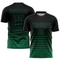 Fashion Custom Green Kelly Sublimation Uniform Black Jersey Pinstripe Soccer Fade