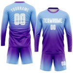 Soccer Long Light Fade White-Purple Custom Jersey Blue Uniform Sleeve Sublimation Fashion Soccer Long Light Fade White-Purple Custom Jersey Blue Uniform Sleeve Sublimation Fashion