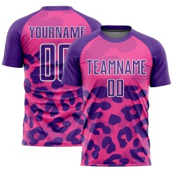 Uniform Custom Purple-White Print Pink Animal Sublimation Soccer Jersey
