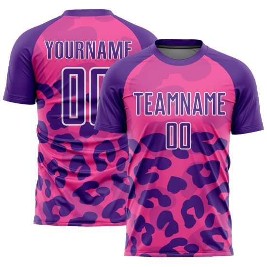 Uniform Custom Purple-White Print Pink Animal Sublimation Soccer Jersey Uniform Custom Purple-White Print Pink Animal Sublimation Soccer Jersey