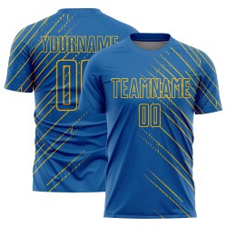 Uniform Jersey Soccer Sublimation Blue Lines Gold Custom