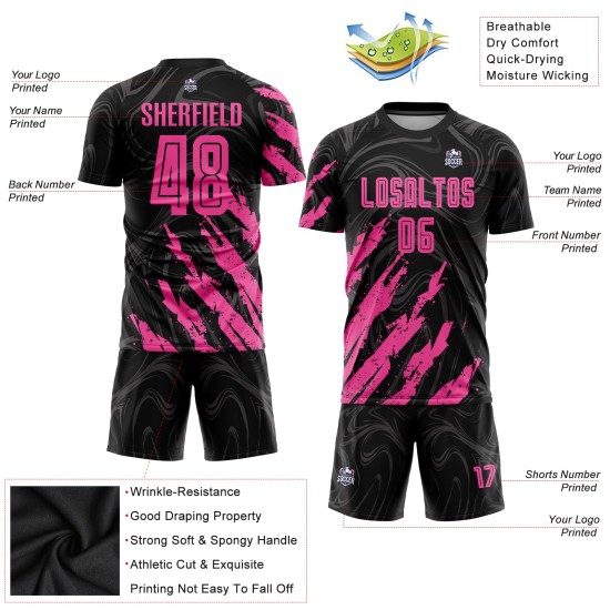 Soccer Sublimation Custom Uniform Pink Black Jersey Soccer Sublimation Custom Uniform Pink Black Jersey