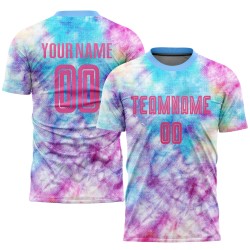 Dye Uniform Tie Custom Sublimation Pink-Light Soccer Jersey Blue