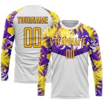 Uniform Custom Sublimation Soccer White Gold-Purple Jersey Uniform Custom Sublimation Soccer White Gold-Purple Jersey