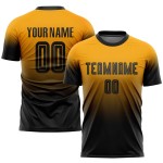 Sublimation Custom Fade Gold Jersey Uniform Fashion Soccer Black Sublimation Custom Fade Gold Jersey Uniform Fashion Soccer Black