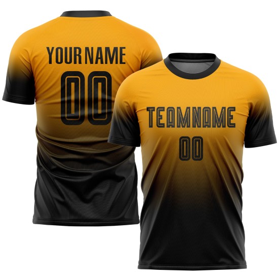 Sublimation Custom Fade Gold Jersey Uniform Fashion Soccer Black Sublimation Custom Fade Gold Jersey Uniform Fashion Soccer Black