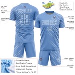 Blue Light Custom Uniform Soccer White Lines Jersey Sublimation Blue Light Custom Uniform Soccer White Lines Jersey Sublimation