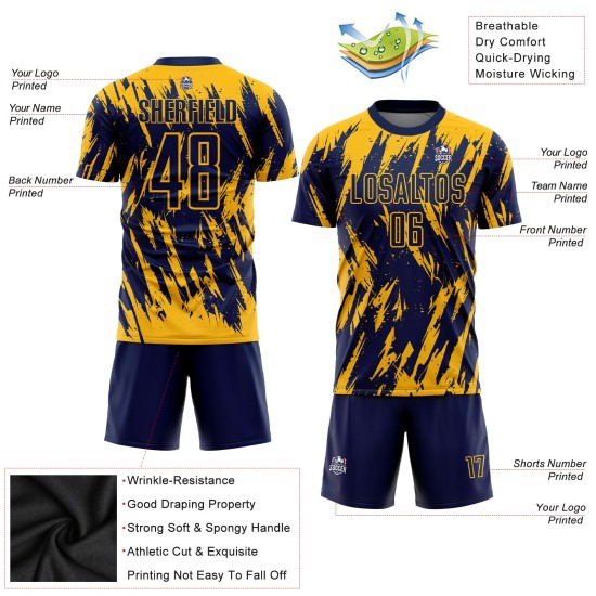 Uniform Sublimation Soccer Jersey Gold Navy Custom Uniform Sublimation Soccer Jersey Gold Navy Custom