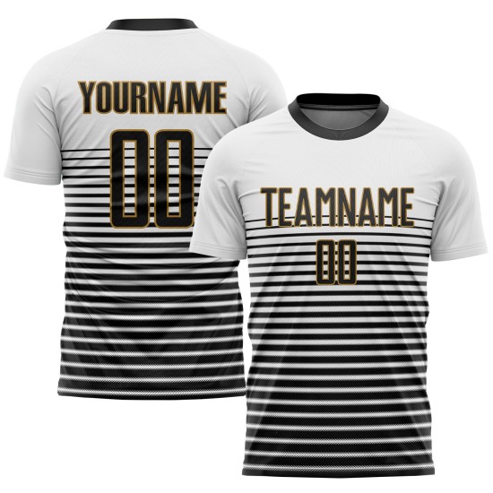 Uniform Black-Old Jersey Soccer Sublimation White Custom Gold Uniform Black-Old Jersey Soccer Sublimation White Custom Gold