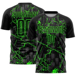 Lightning Custom Sublimation Green Black Jersey Uniform Neon Soccer