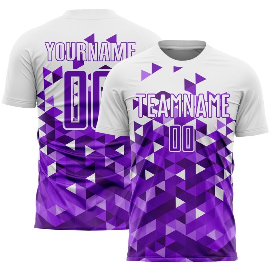 Sublimation Purple Uniform Geometric Jersey Custom White Pattern Soccer Sublimation Purple Uniform Geometric Jersey Custom White Pattern Soccer