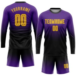 Custom Sleeve Soccer Fashion Jersey Purple Fade Gold-Black Uniform Long Sublimation Custom Sleeve Soccer Fashion Jersey Purple Fade Gold-Black Uniform Long Sublimation