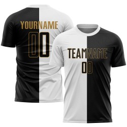 Gold Custom Split Sublimation Fashion Jersey Black-Old Uniform White Soccer