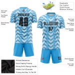 Sublimation Jersey Home Soccer Uniform Blue Light Custom Black-White Sublimation Jersey Home Soccer Uniform Blue Light Custom Black-White