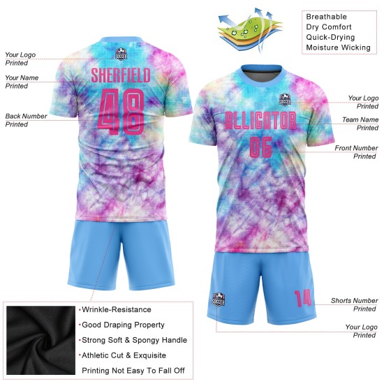 Dye Uniform Tie Custom Sublimation Pink-Light Soccer Jersey Blue Dye Uniform Tie Custom Sublimation Pink-Light Soccer Jersey Blue