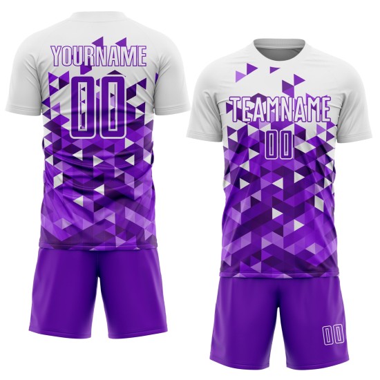 Sublimation Purple Uniform Geometric Jersey Custom White Pattern Soccer Sublimation Purple Uniform Geometric Jersey Custom White Pattern Soccer