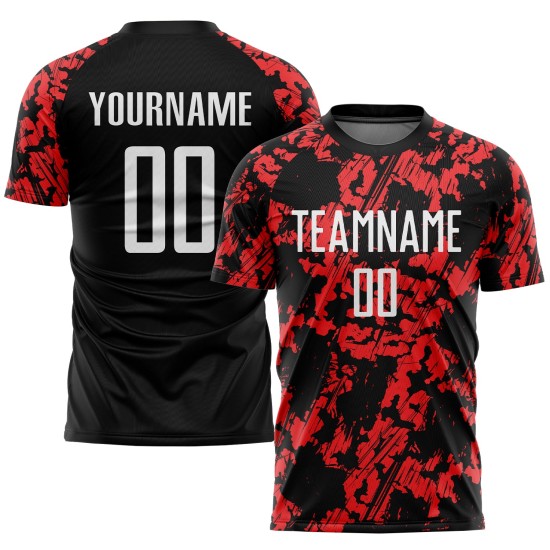 Custom Uniform Red White-Black Sublimation Jersey Soccer Custom Uniform Red White-Black Sublimation Jersey Soccer