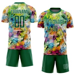 Soccer Custom Green-White Kelly Jersey Pattern Sublimation Graffiti Uniform Soccer Custom Green-White Kelly Jersey Pattern Sublimation Graffiti Uniform
