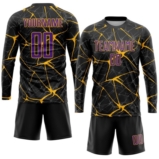 Black Purple-Gold Uniform Soccer Sublimation Custom Jersey Black Purple-Gold Uniform Soccer Sublimation Custom Jersey