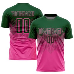 Sublimation Pink Custom Soccer Jersey Green Uniform