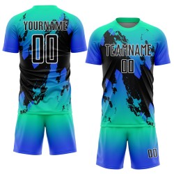 Jersey Uniform Sublimation Blue Custom Soccer Splash Black-Thunder Aqua Jersey Uniform Sublimation Blue Custom Soccer Splash Black-Thunder Aqua