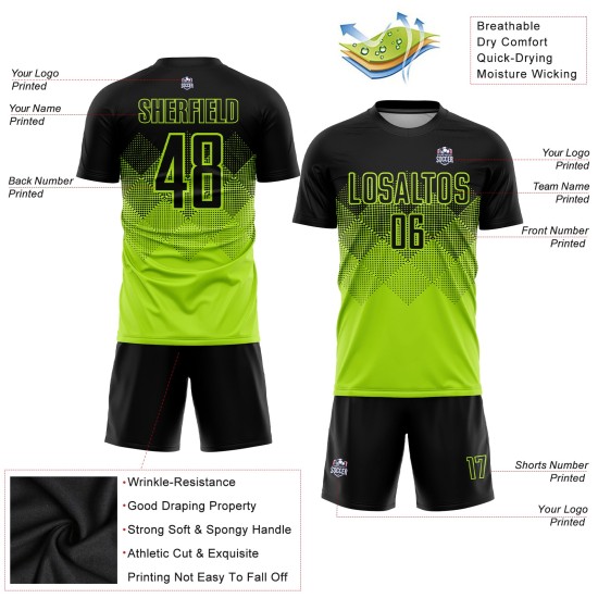 Jersey Neon Black Soccer Uniform Sublimation Green Custom Jersey Neon Black Soccer Uniform Sublimation Green Custom