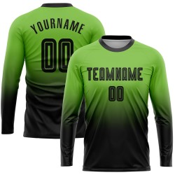 Neon Fashion Uniform Green Sleeve Sublimation Custom Long Soccer Jersey Fade Black