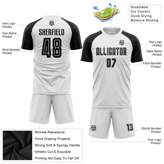 White Black Uniform Sublimation Jersey Custom Soccer White Black Uniform Sublimation Jersey Custom Soccer