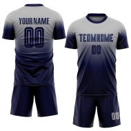 Custom Sublimation Soccer Uniform Fade Fashion Jersey Navy Gray Custom Sublimation Soccer Uniform Fade Fashion Jersey Navy Gray