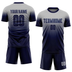 Custom Sublimation Soccer Uniform Fade Fashion Jersey Navy Gray Custom Sublimation Soccer Uniform Fade Fashion Jersey Navy Gray
